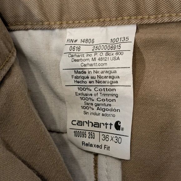 Carhartt Pants Utility Workwear Relaxed Fit Straight Durable Brown Men's 36x30 - Picture 4 of 12